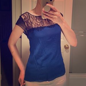 GORGEOUS LACE & BLUE ANTHROPOLOGIE BLOUSE